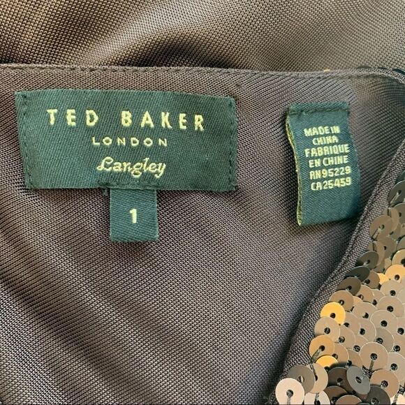 Ted Baker London brown sequin wrap dress size 1/US4 - Picture 6 of 9